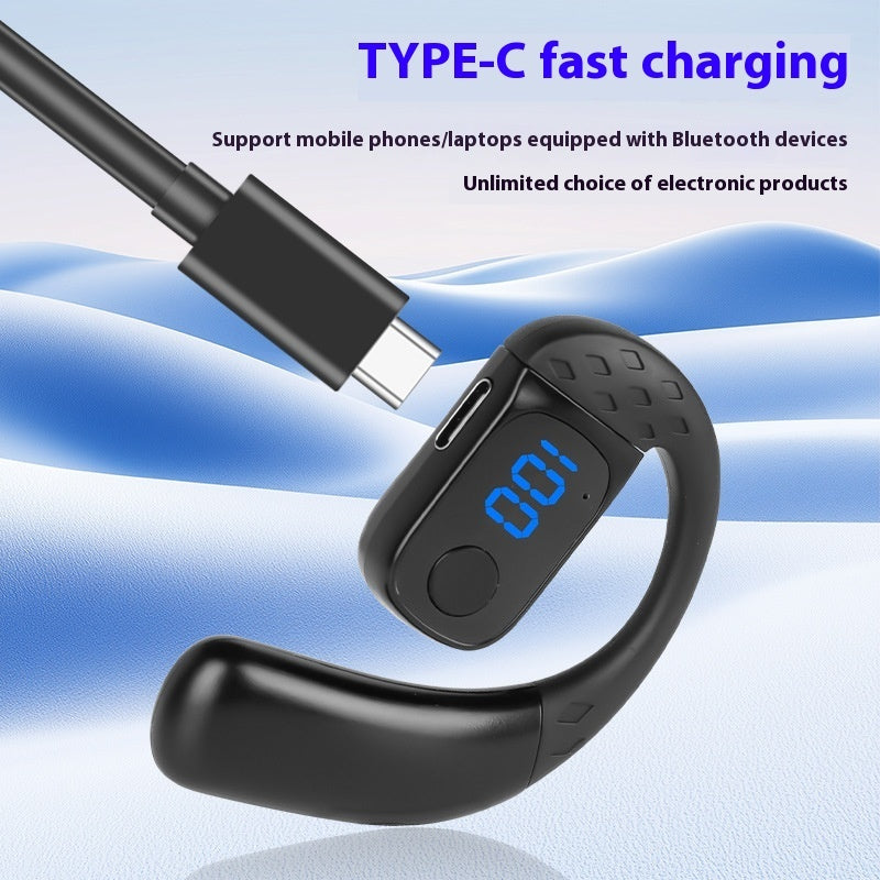 Rotating Digital Display Bone Conduction External Bluetooth Headset