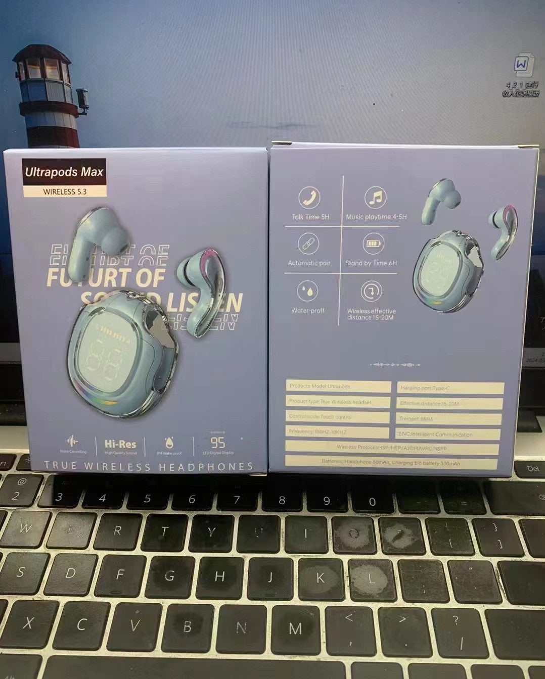 Digital Display Wireless Bluetooth Earphone In-ear Long Battery Life Space Capsule
