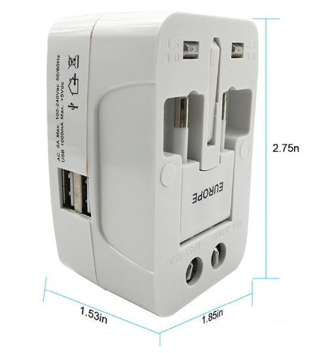 Universal Travel Adapter with Multi-Country Plug & Phone Charger