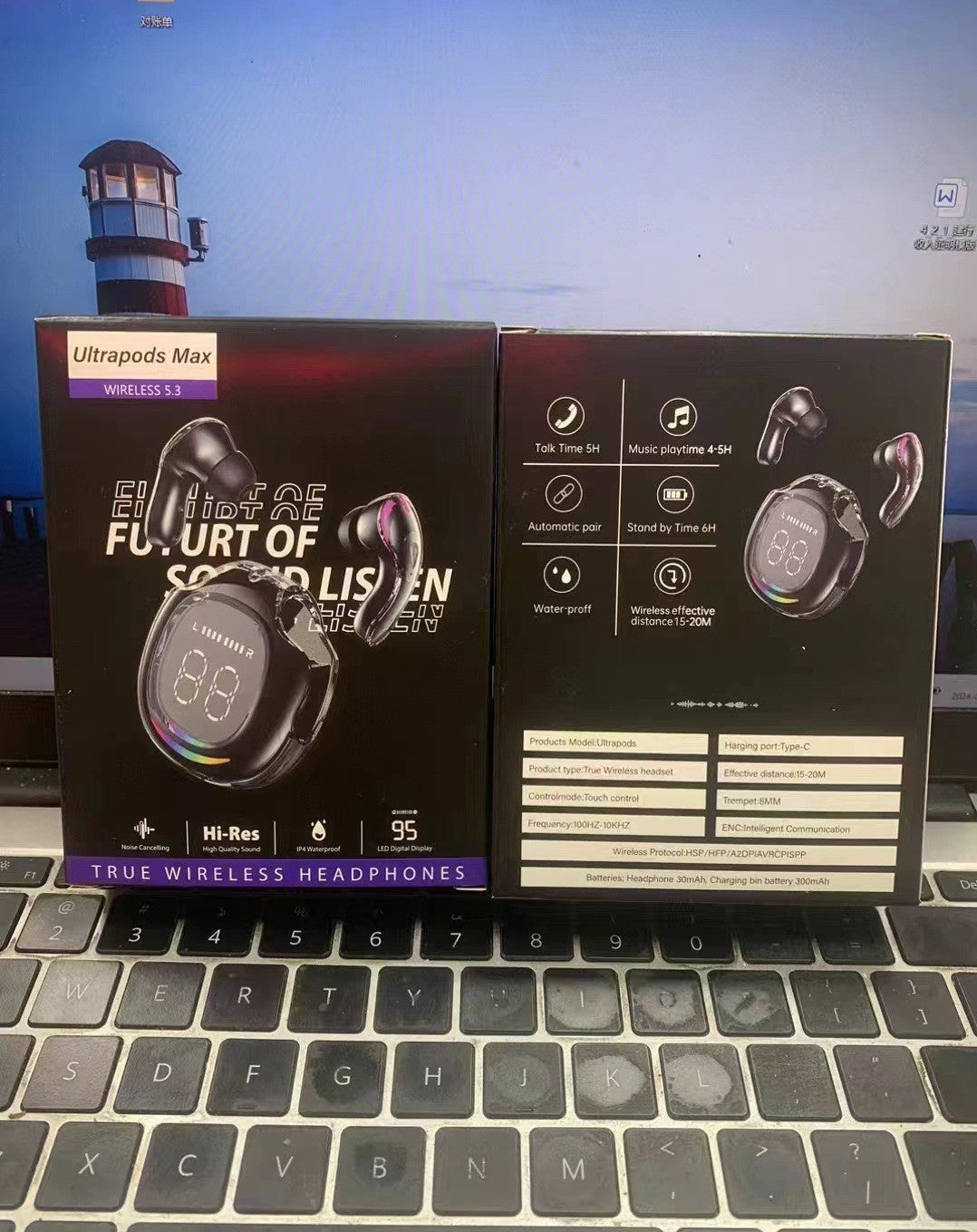 Digital Display Wireless Bluetooth Earphone In-ear Long Battery Life Space Capsule